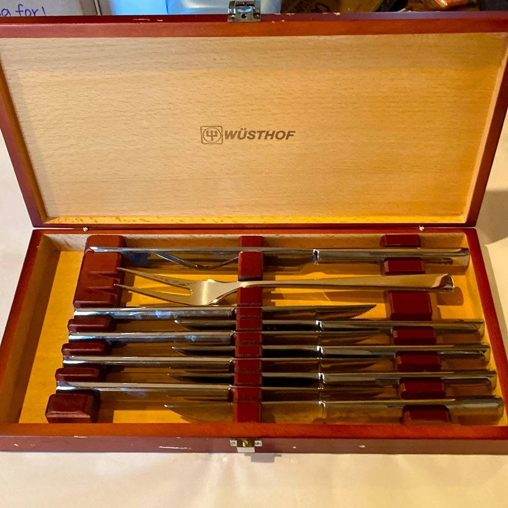 Wusthof Stainless Steel 10 Piece Steak and Carving Set with Presentation Chest